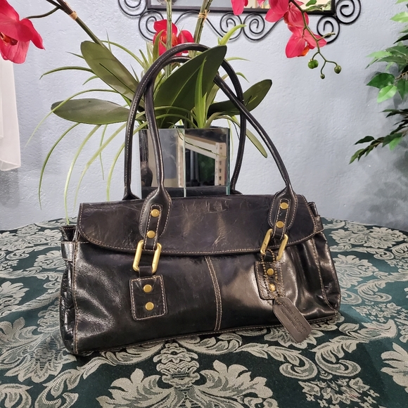 Worthington Handbags - Vintage Worthington Black Genuine Leather With Vinyl Trim Shoulder Bag